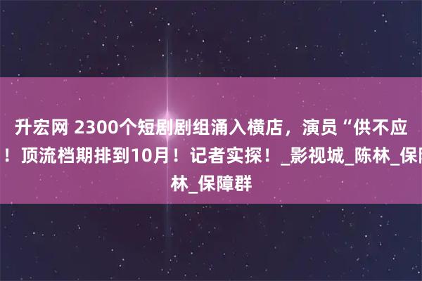 升宏网 2300个短剧剧组涌入横店，演员“供不应求”！顶流档期排到10月！记者实探！_影视城_陈林_保障群